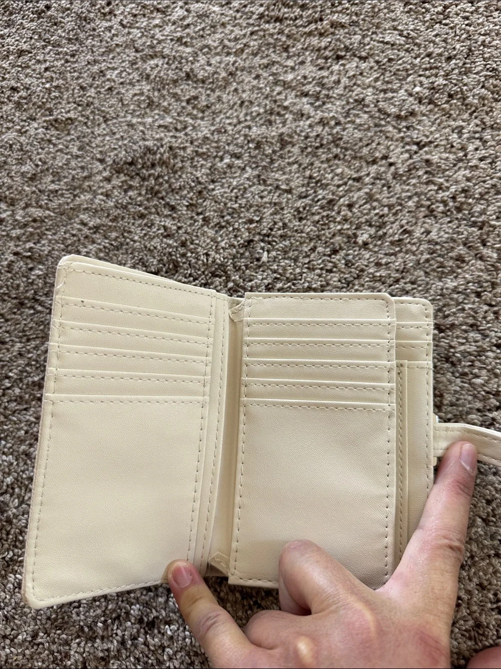 Classic Cream Leather Wallet with Metal Snap